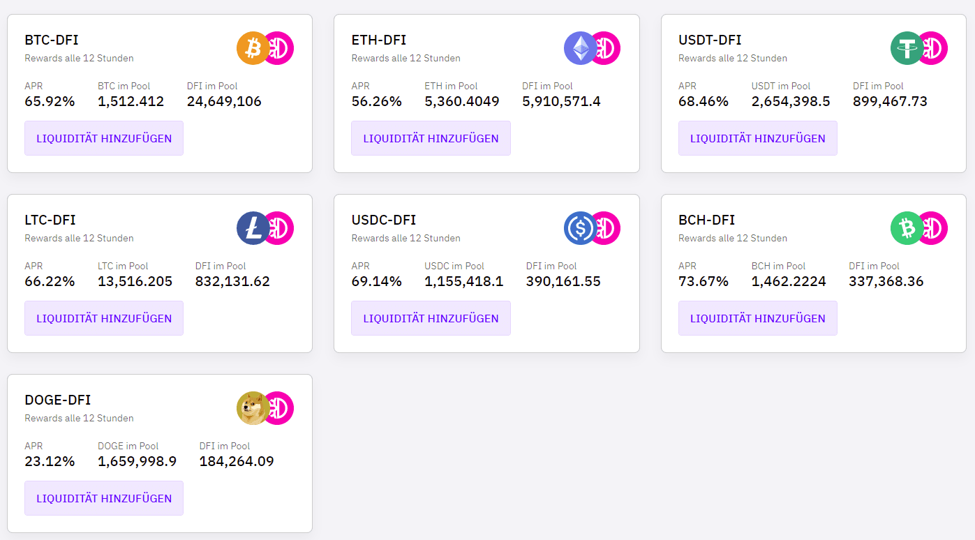 Cake DeFi Liquidity Mining Pairs